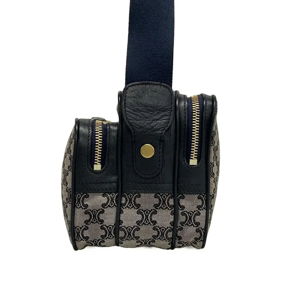 Celine Macadam Shoulder Bag Light gray Dark Navy Jacquard Leather - Picture 4 of 15